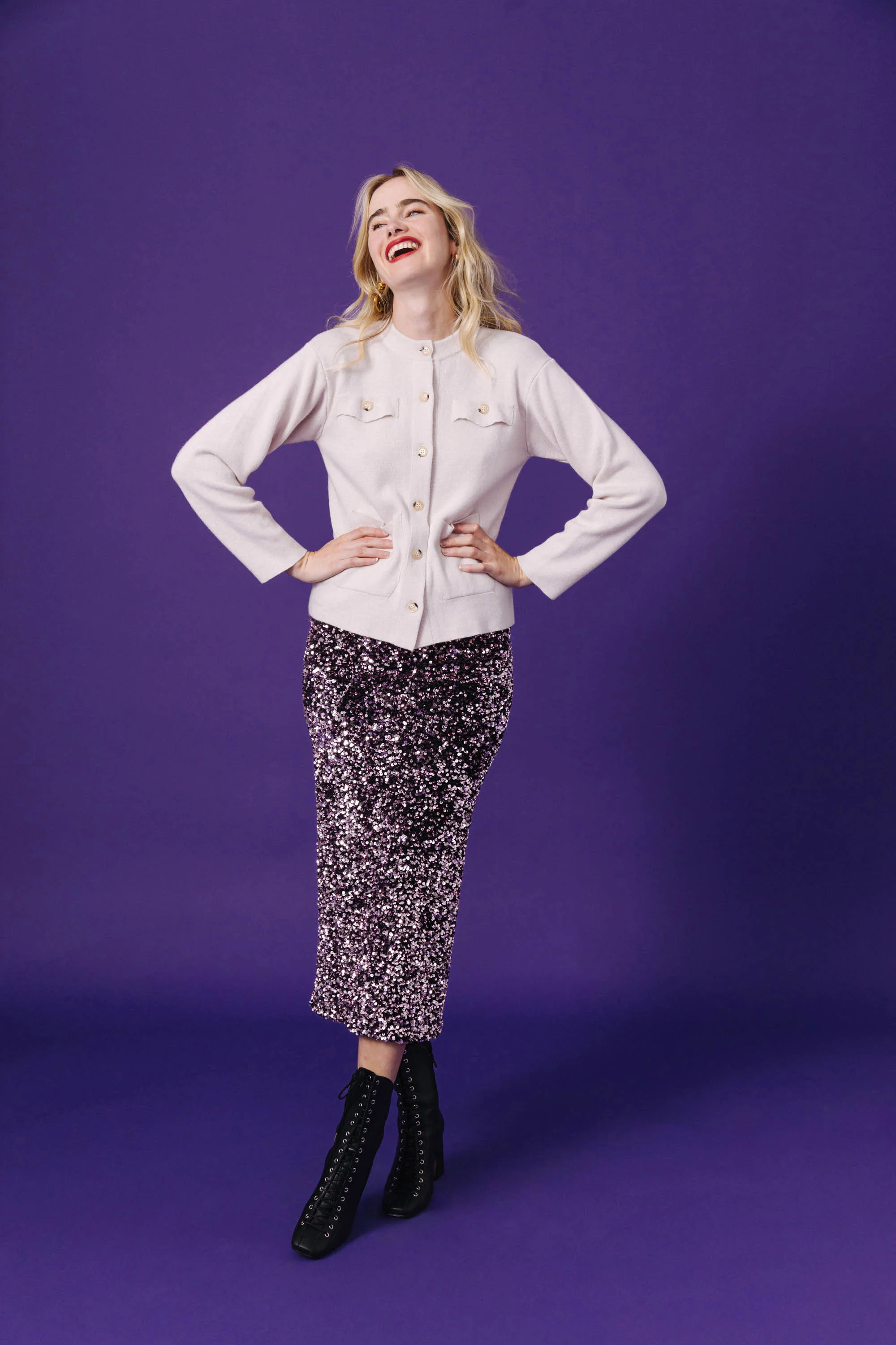 JUPE SARAH SEQUINS ROSE - Image 5