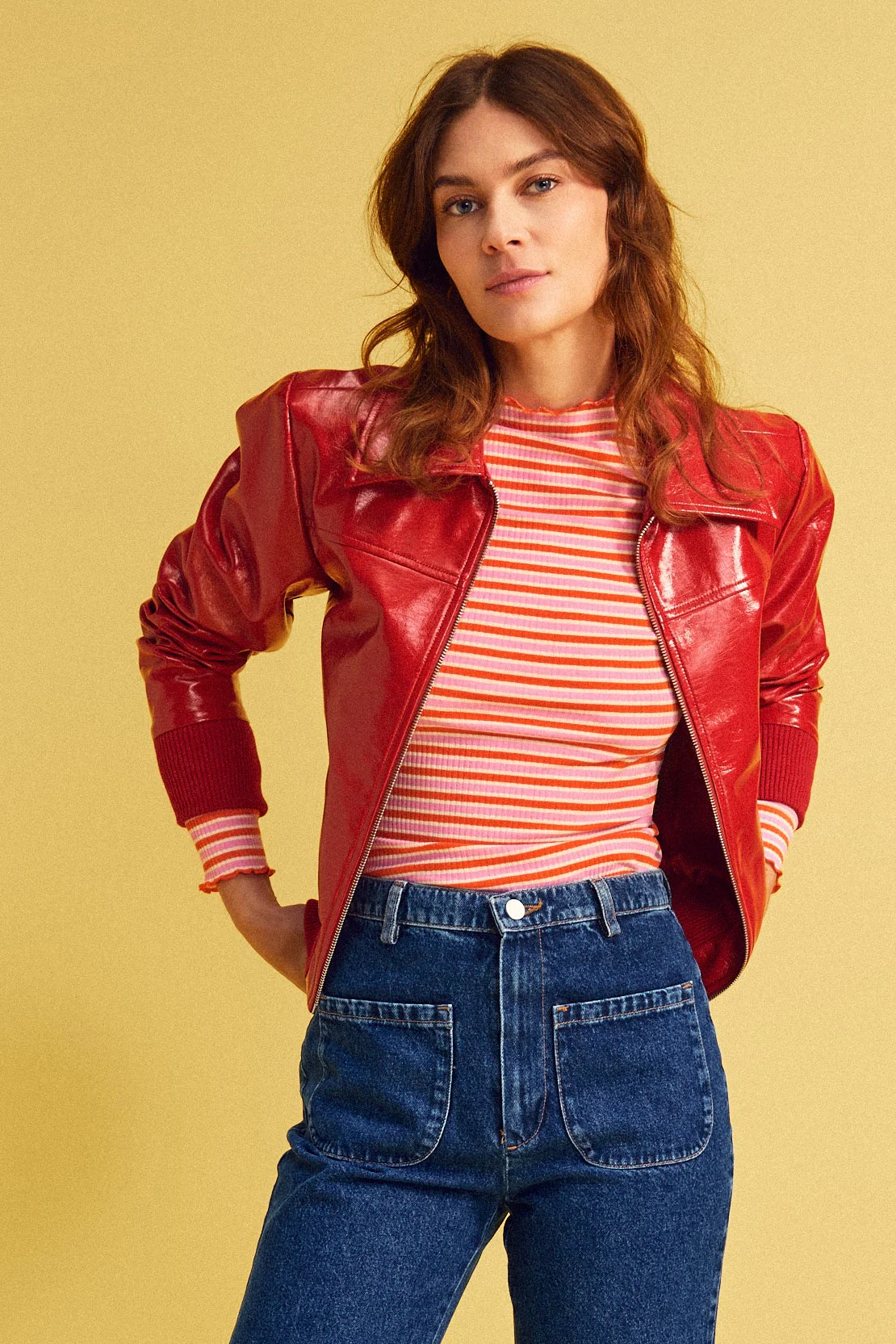 VESTE WILLY VINYLE ROUGE - Image 3